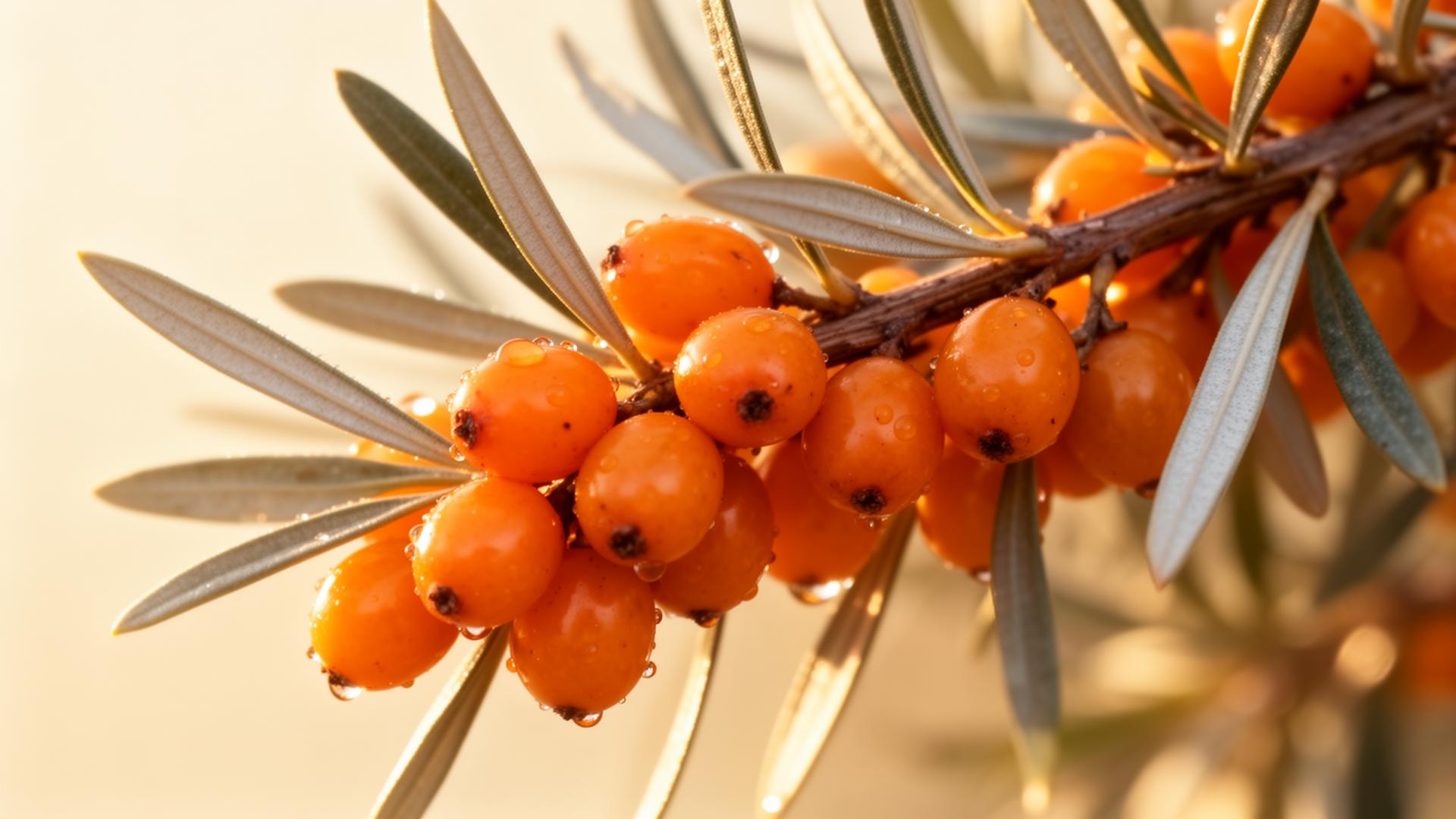 Sea buckthorn berries on the branch